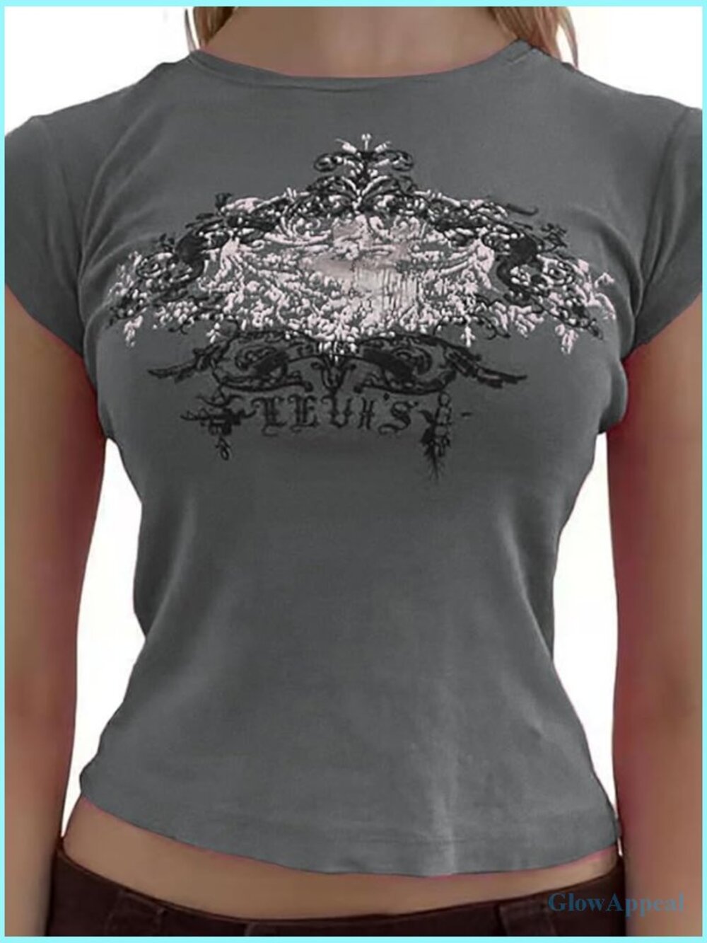 Vintage Y2K Grunge Short Sleeve Crop Top